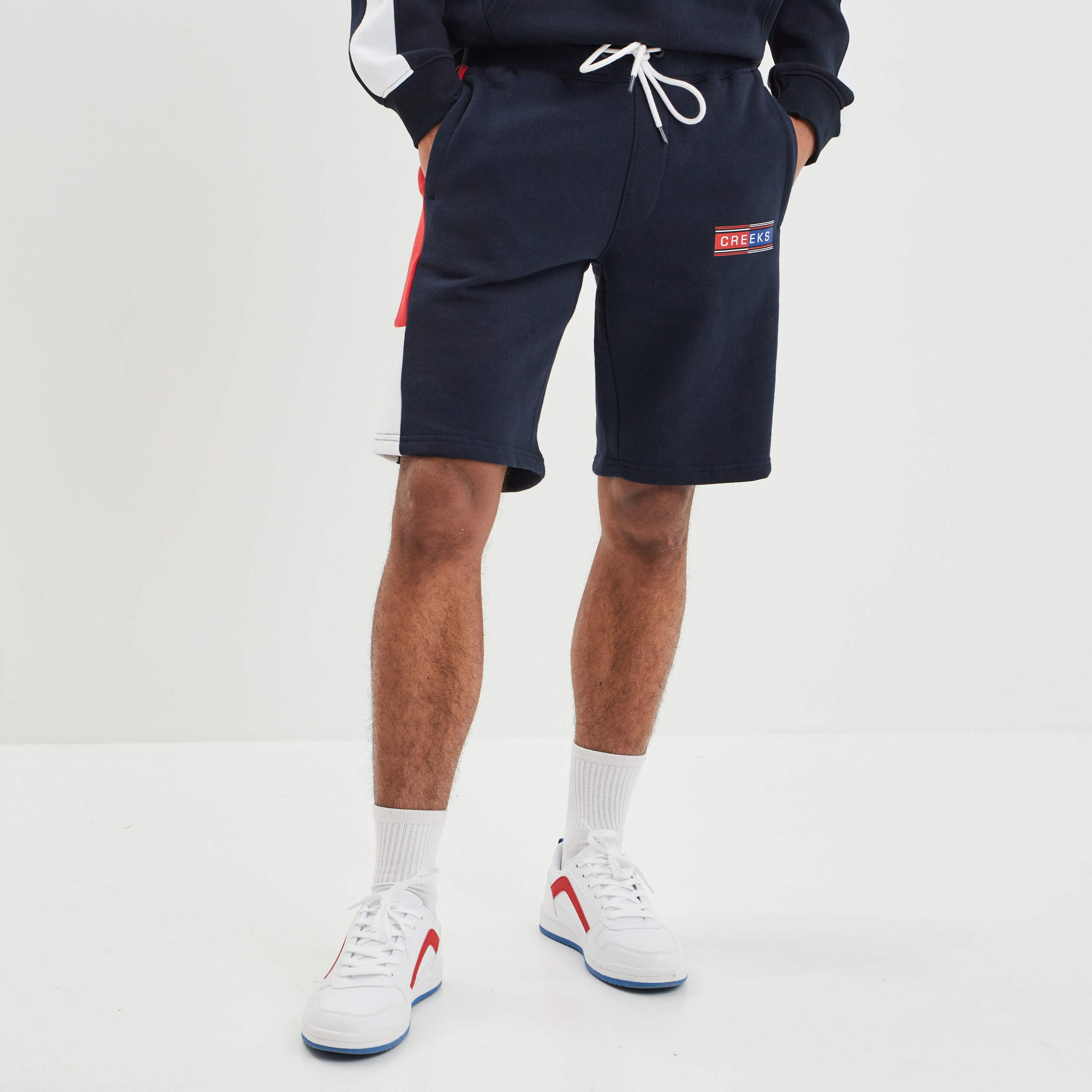 Jogging-Short droit à coulisse Creeks bleu marine homme | La Halle