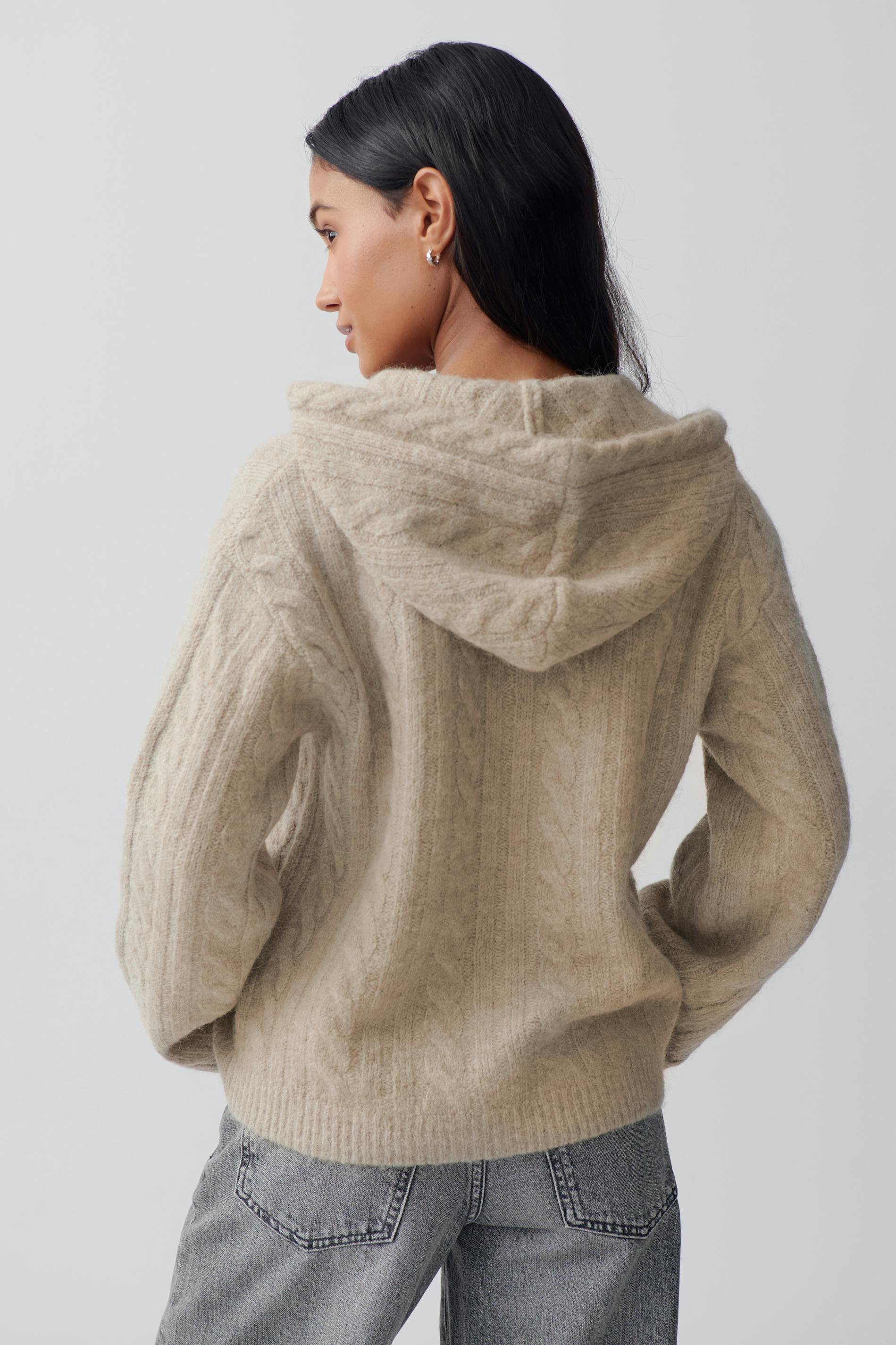 Knitted cable hoodie