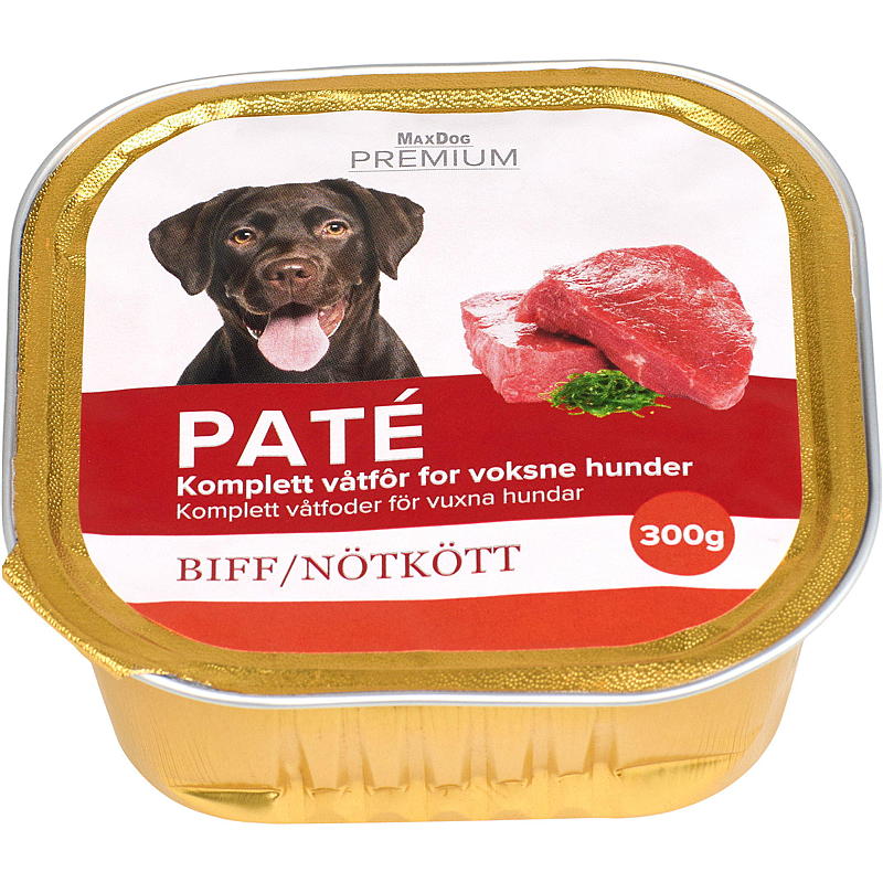 MaxDog Hundemat 300 g biff pate MaxDog