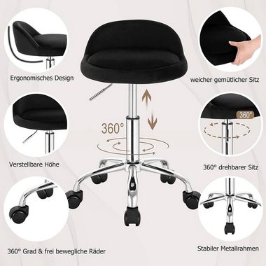Woltu Bürostuhl, mit Rollen Drehhocker höhenverstellbar Sitzhöhe 43-54,5 cm