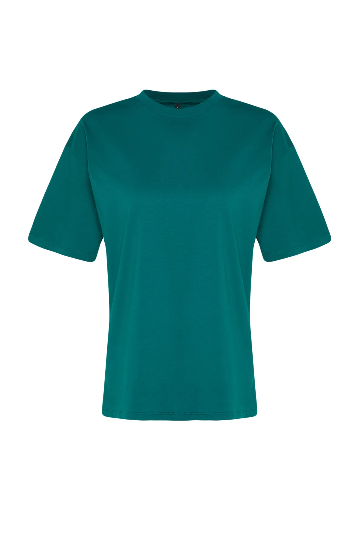 Trendyol Collection  Smaragdgrünes, übergroßes/weites Strick-T-Shirt mit Rundhalsausschnitt, 100 % Baumwolle, TWOSS20TS0134