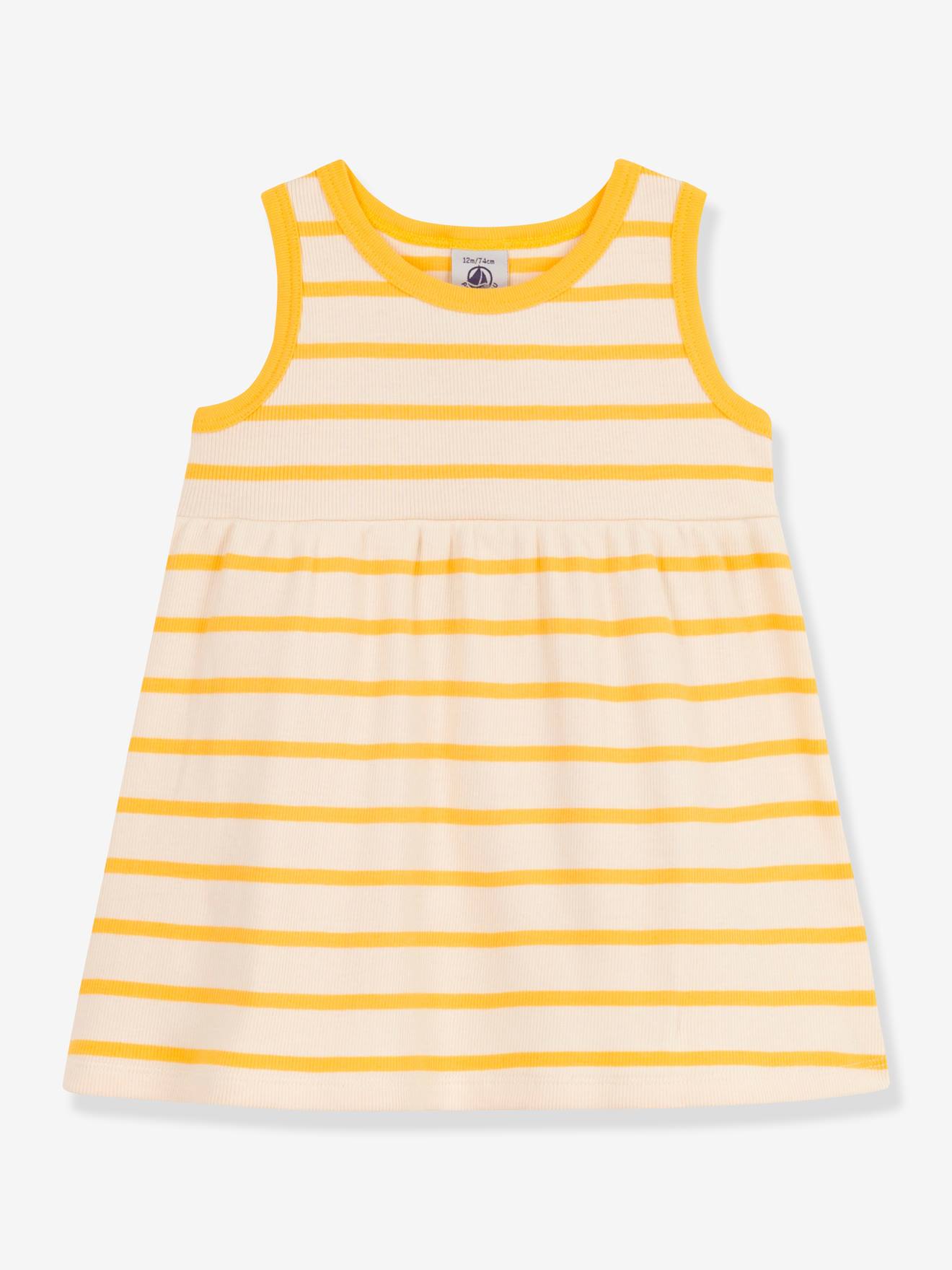 Robe sans manches en coton bio PETIT BATEAU beige