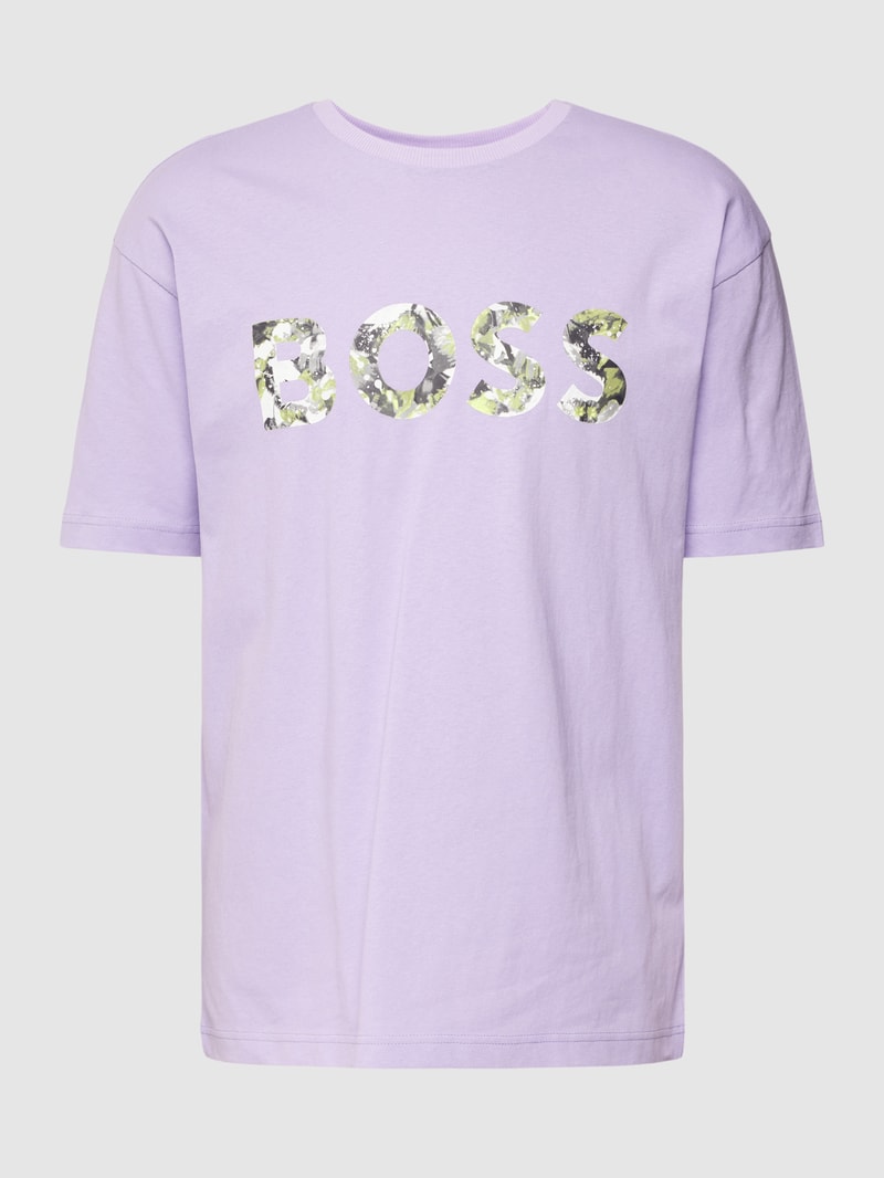 T-Shirt mit Logo-Print Modell 'Lotus' in flieder