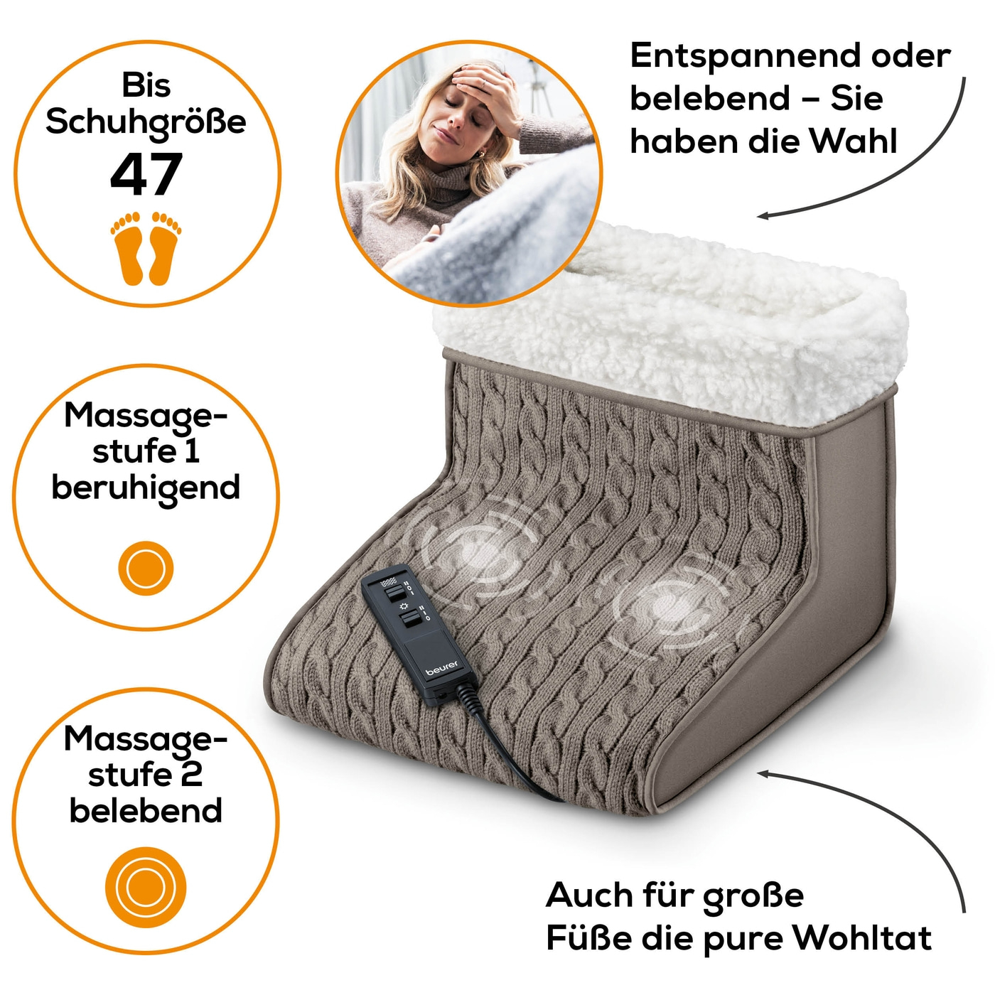 Beurer Massage-Fußwärmer - FWM 45-Fußheizung mit Massagefunktion - 2 Massage- & Wärmestufen