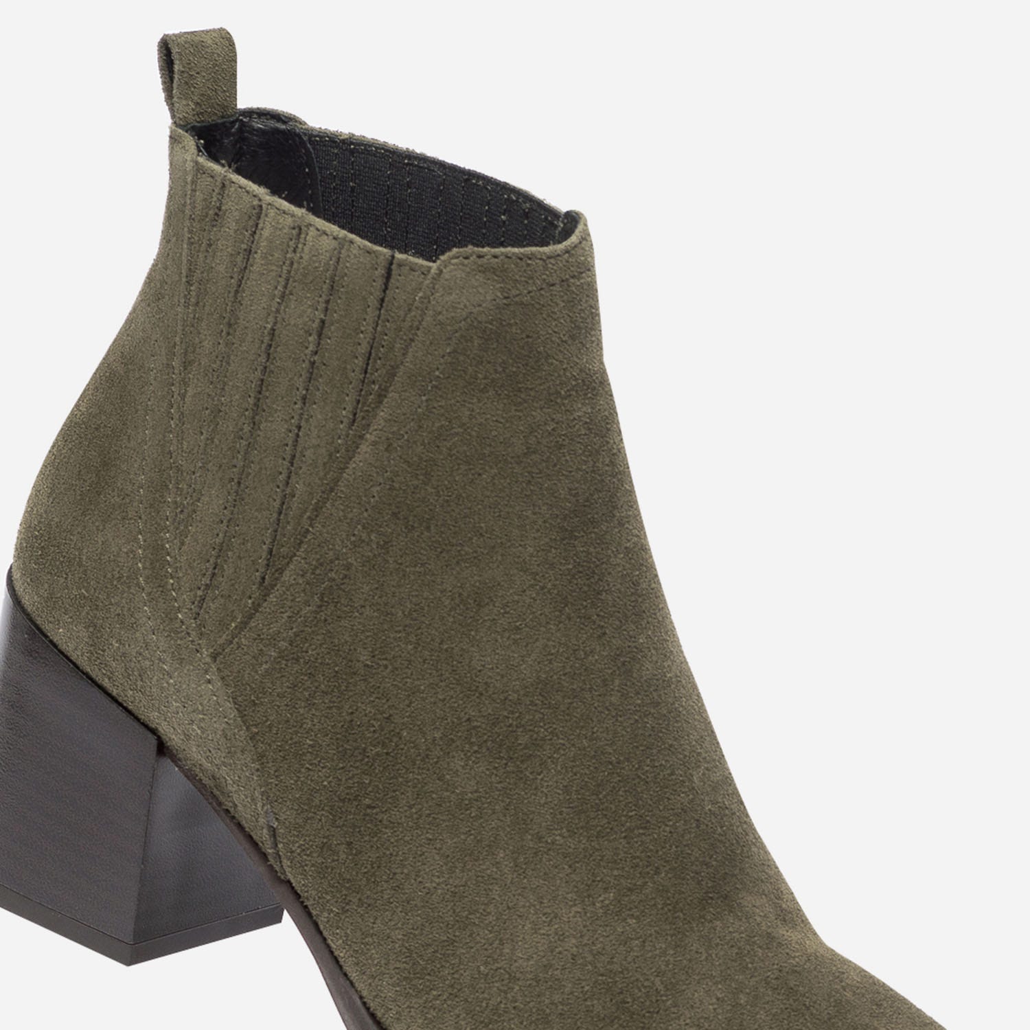Chelsea boots TEXTO kaki en cuir velours