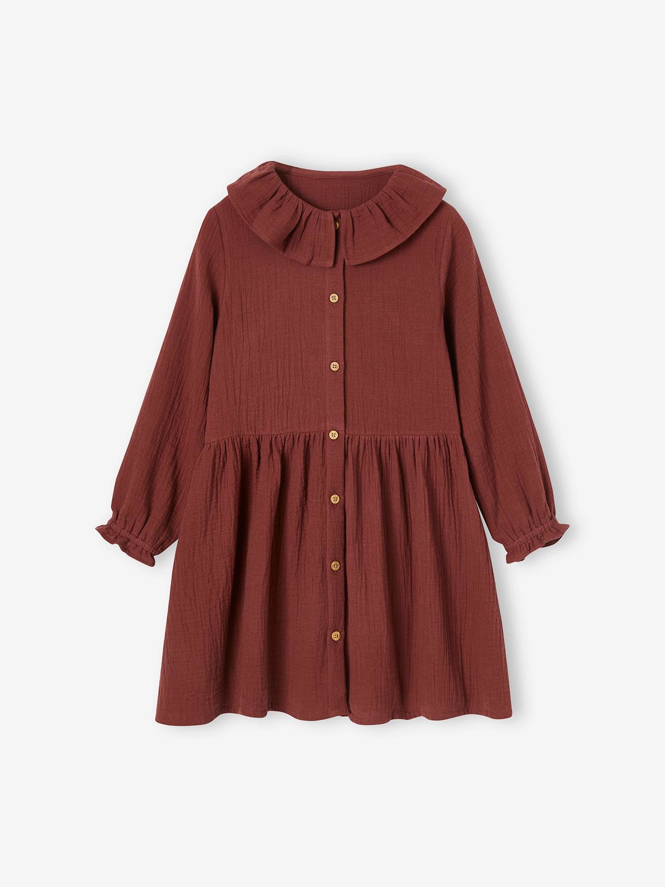 Vertbaudet Mädchen Musselinkleid - pulver beige