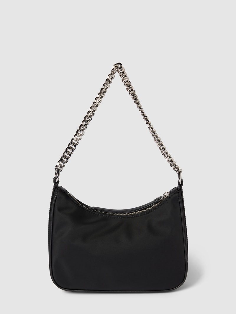 Schultertasche mit Label-Applikation Modell 'JET SET CHARM' in schwarz