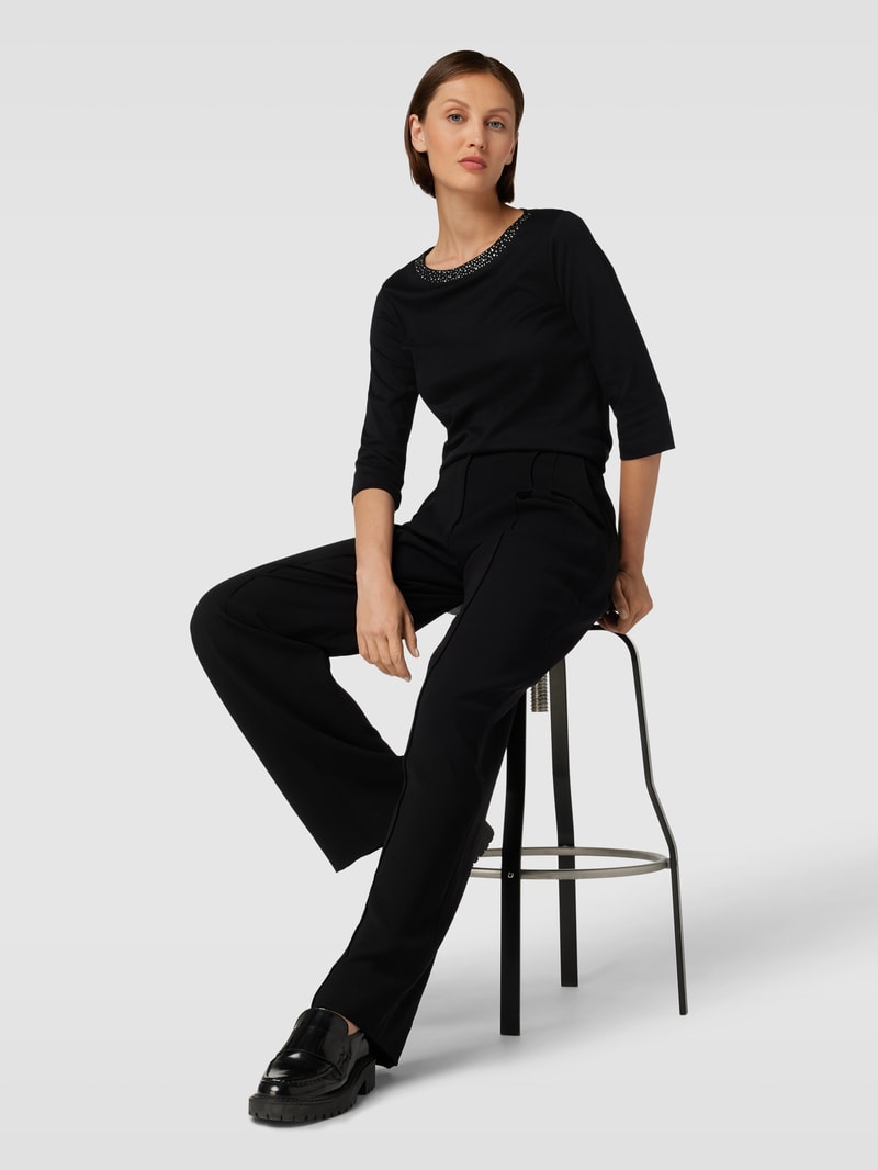 T-Shirt mit Ziersteinbesatz in schwarz