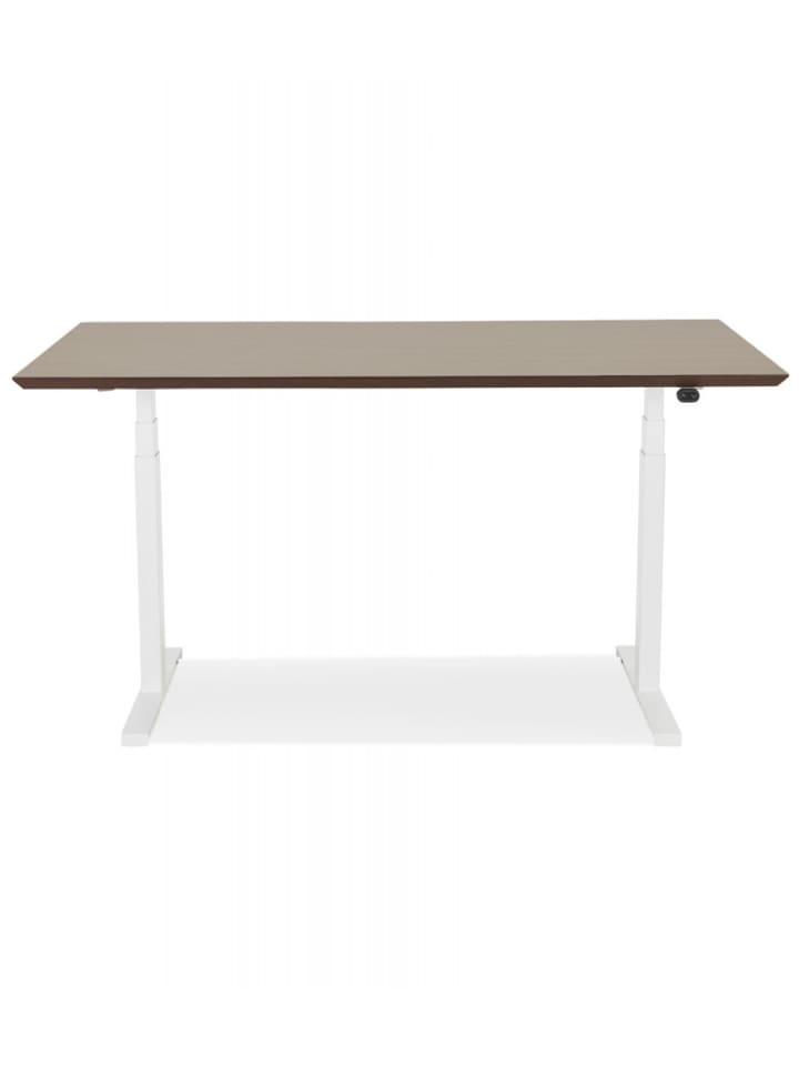 KADIMA DESIGN Elektrischer Sitz Steh Schreibtisch Holz Metall | Modern in Braun-Weiß günstig kaufen