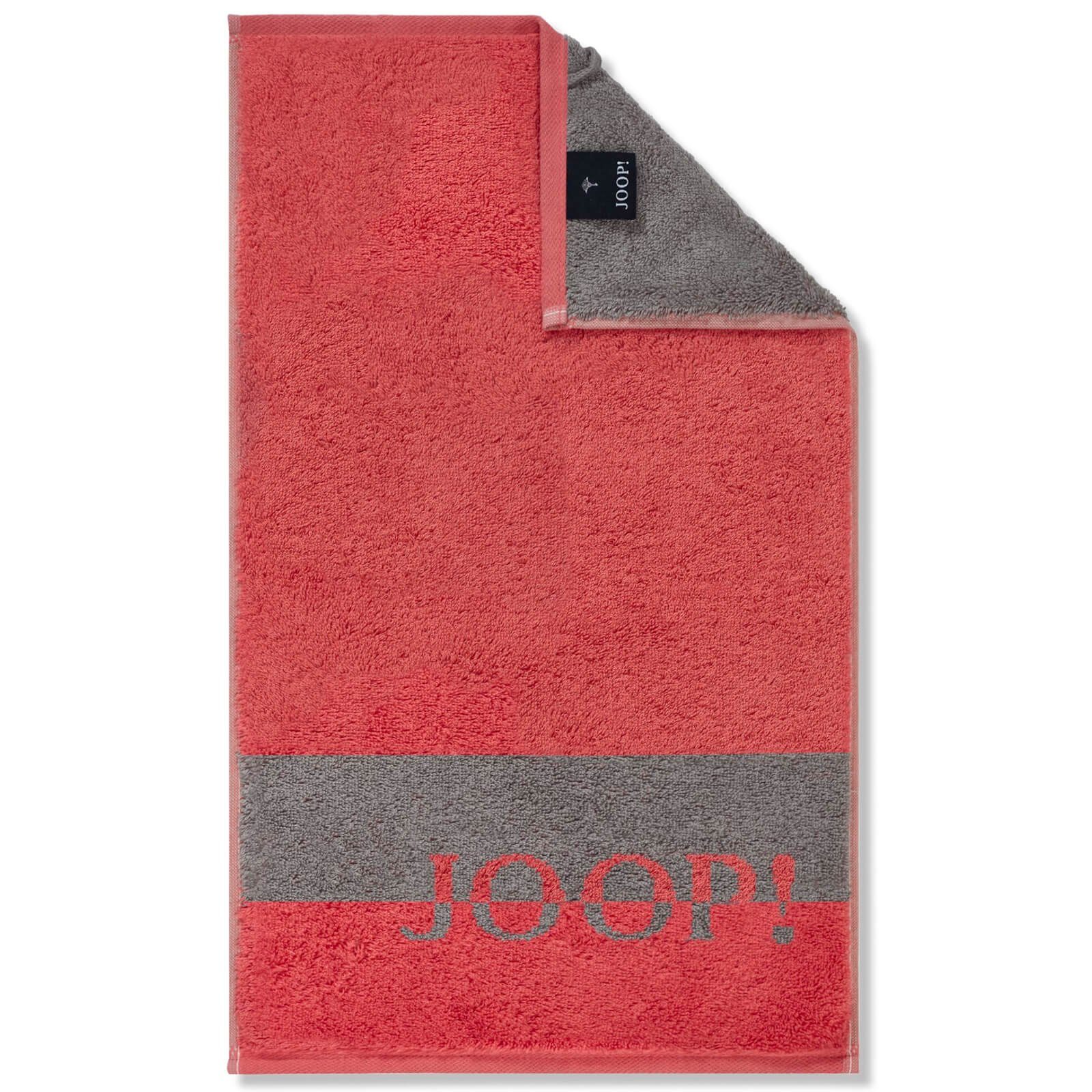 Joop! Handtuch Waschhandschuh Shades Stripe Coral 1687 22, Walkfrottier (1-St), Querstreifen, Flauschig