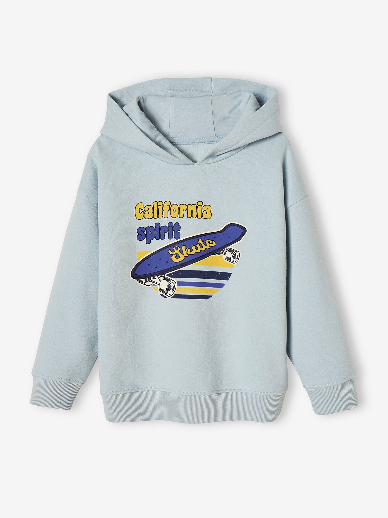 Sweat à capuche grand motif graphique garçon bleu nuit