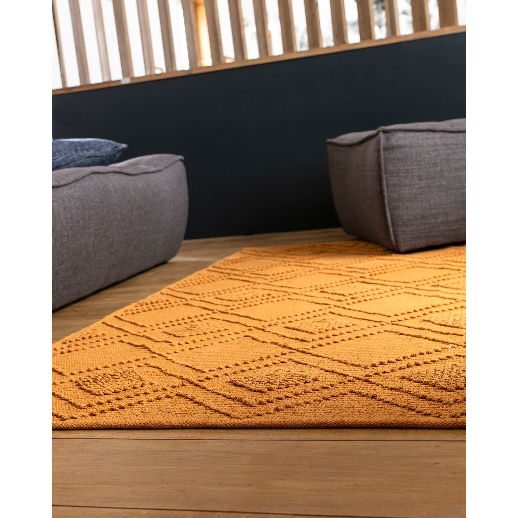 Tapis bouclette en coton imprimé