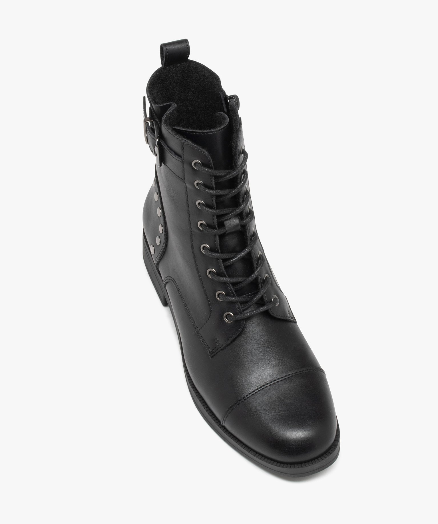 Boots femme unies style rock fermeture lacets et zip noir | GEMO