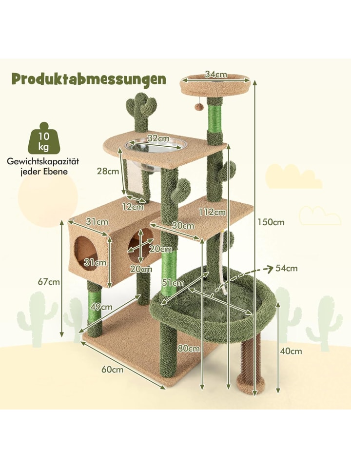 COSTWAY Kratzbaum Kaktus 150cm in Grün günstig kaufen onesize