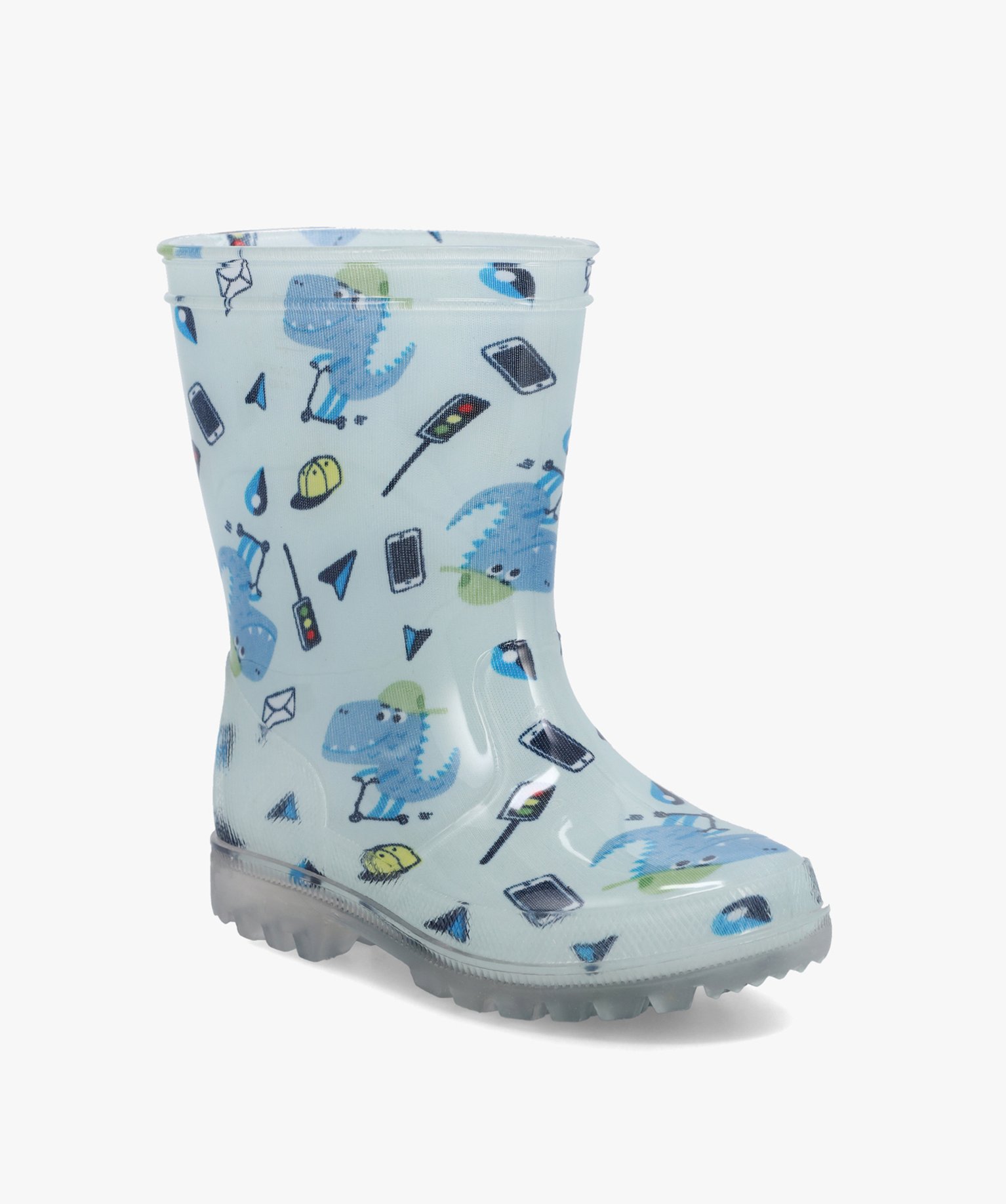 Bottes de pluie Garçon imprimées streetwear dinosaures gris | GEMO