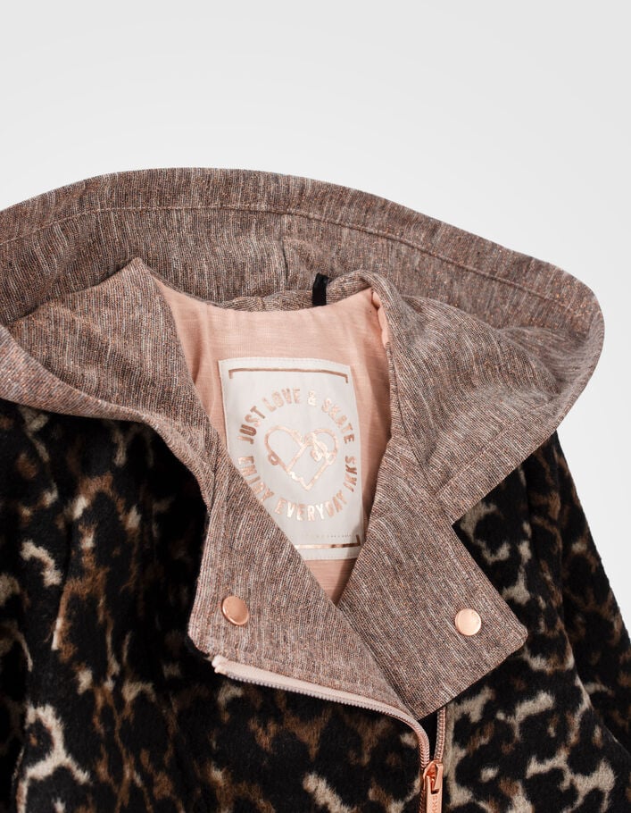 Veste rose cuivré bi-matière esprit motard fille