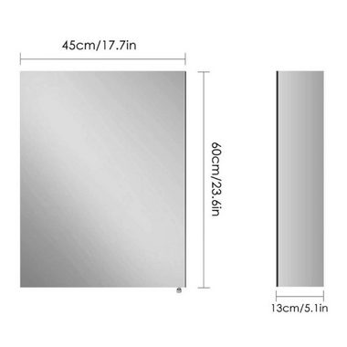 Homfa Badezimmerspiegelschrank HST-020 45*60*13cm, 3 Fächer, vormontiert