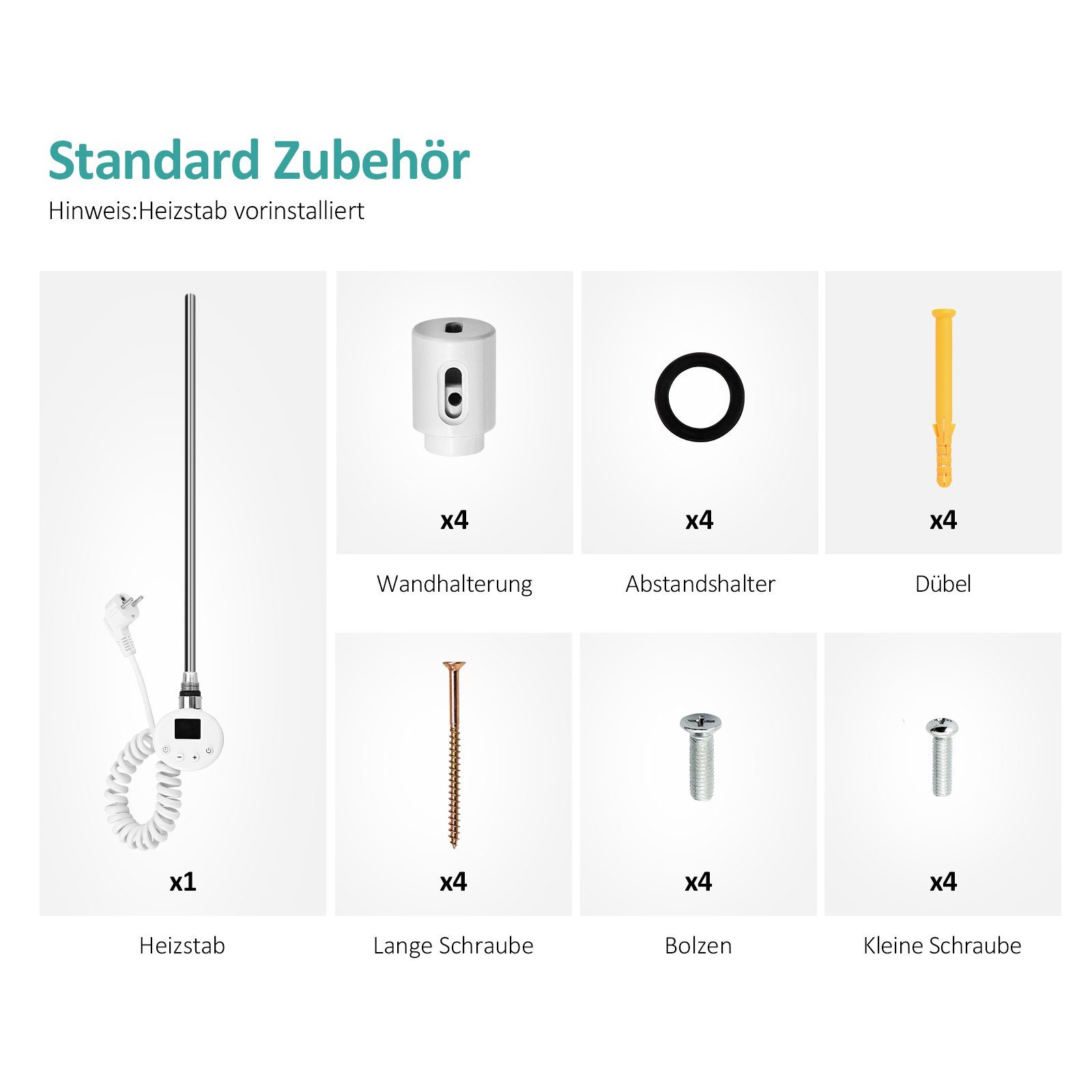 EMKE Elektrischer Badheizkörper EMKE Badheizkörper Elektrisch mit Thermostat Anthrazit, Elektrischer Panel Handtuchhalter inkl Heizstab mit timer