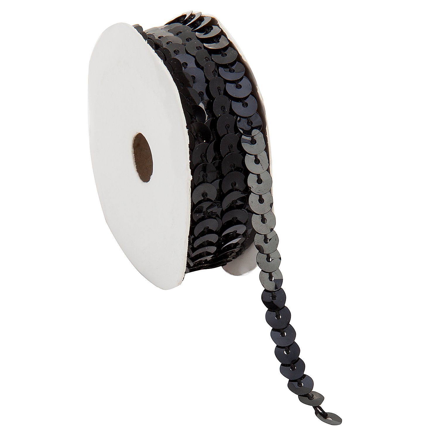 Paillettenband, schwarz, Breite: 6 mm, Länge: 3 m
