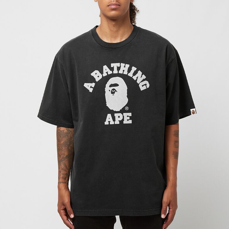 A Bathing Ape Stone Wash College Relaxed Tee Black