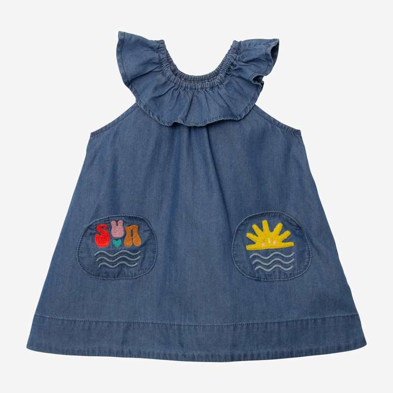 Robe bébé fille jean volant bleuee Catimini