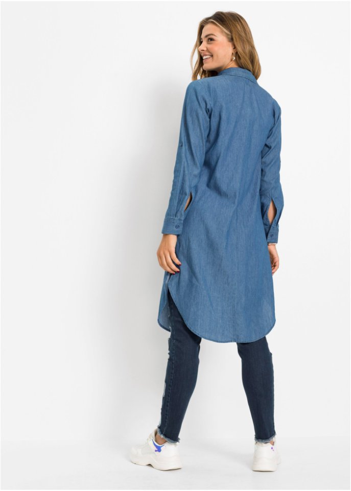 Longbluse mit seitlichen Schlitzen