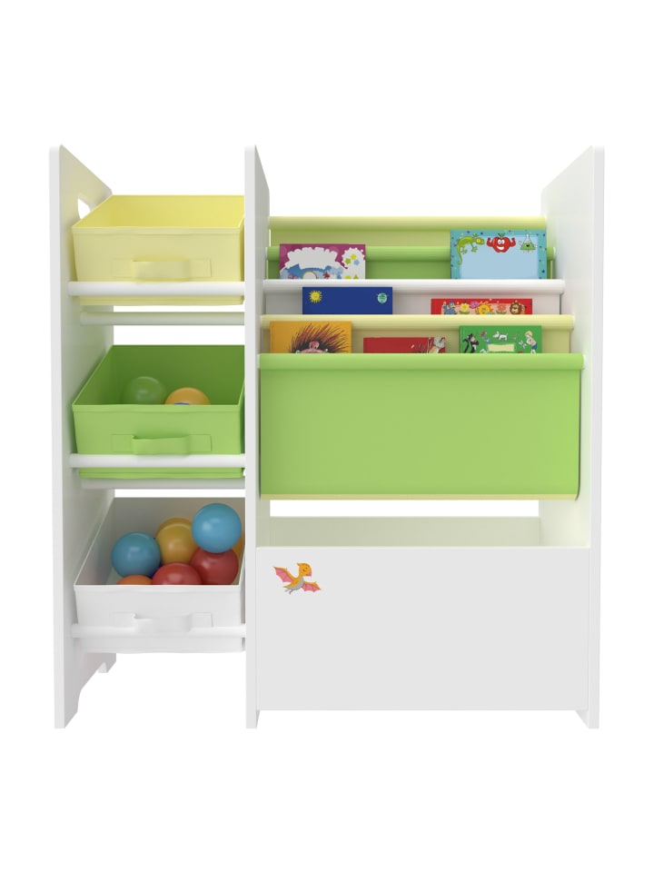 en.casa Kinderregal Vimianzo in Gelb Grün (H)60cm (B)65cm (T)30cm günstig kaufen onesize