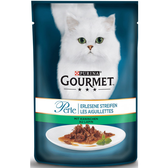 Purina Gourmet Perle Erlesene Streifen in Sauce mit Kaninchen Katzennassnahrung 85G