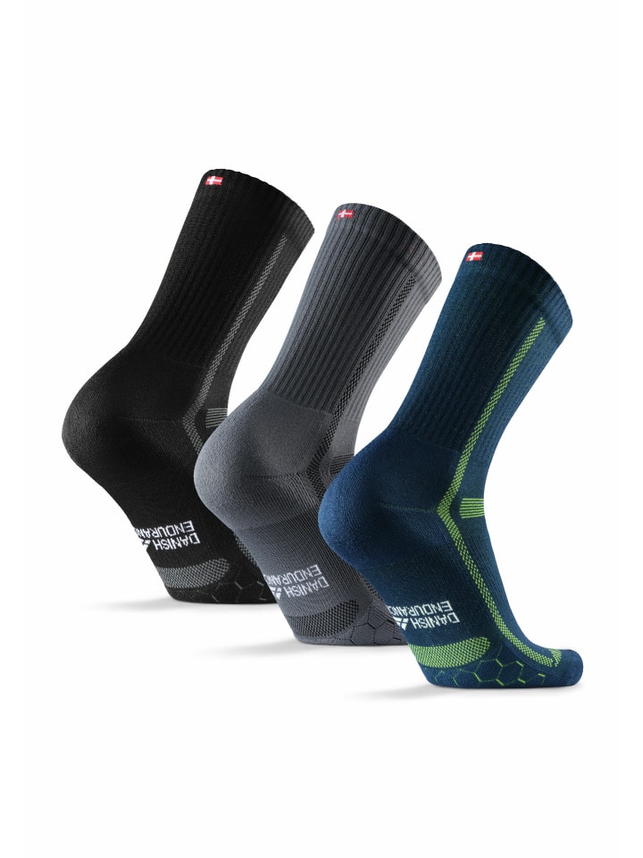 DANISH ENDURANCE Laufsocken Long Distance Crew in black/grey/navy günstig kaufen