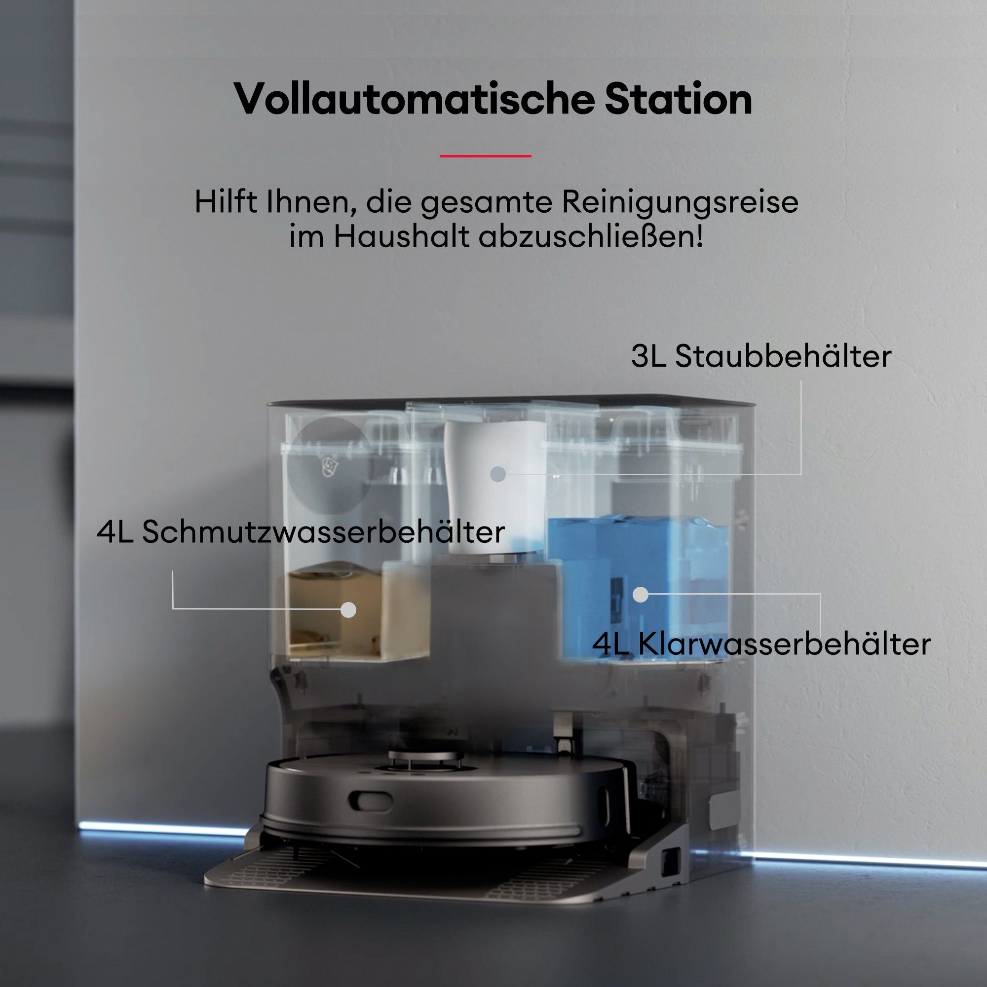 Ultenic Nass-Trocken-Saugroboter MC1, Mit Mehrwegsbeutel, Selbstwaschend, Selbsttrocknend, Selbstentleerend, ‎Präzise Kartierung