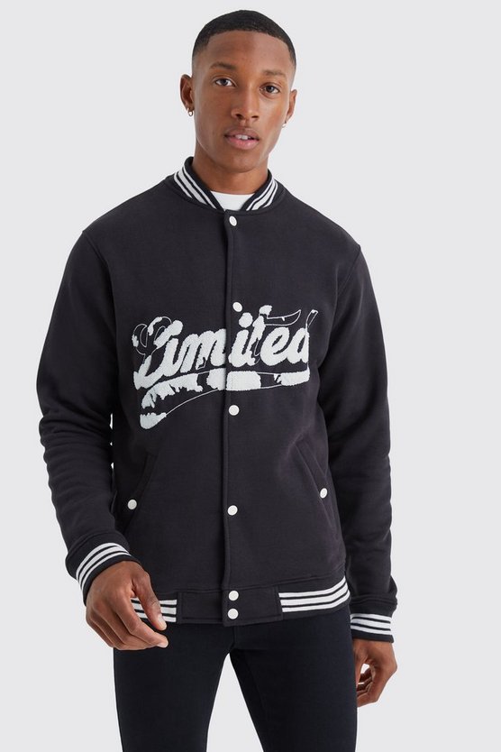 Jersey-Bomberjacke mit Limited Frottee-Applikation