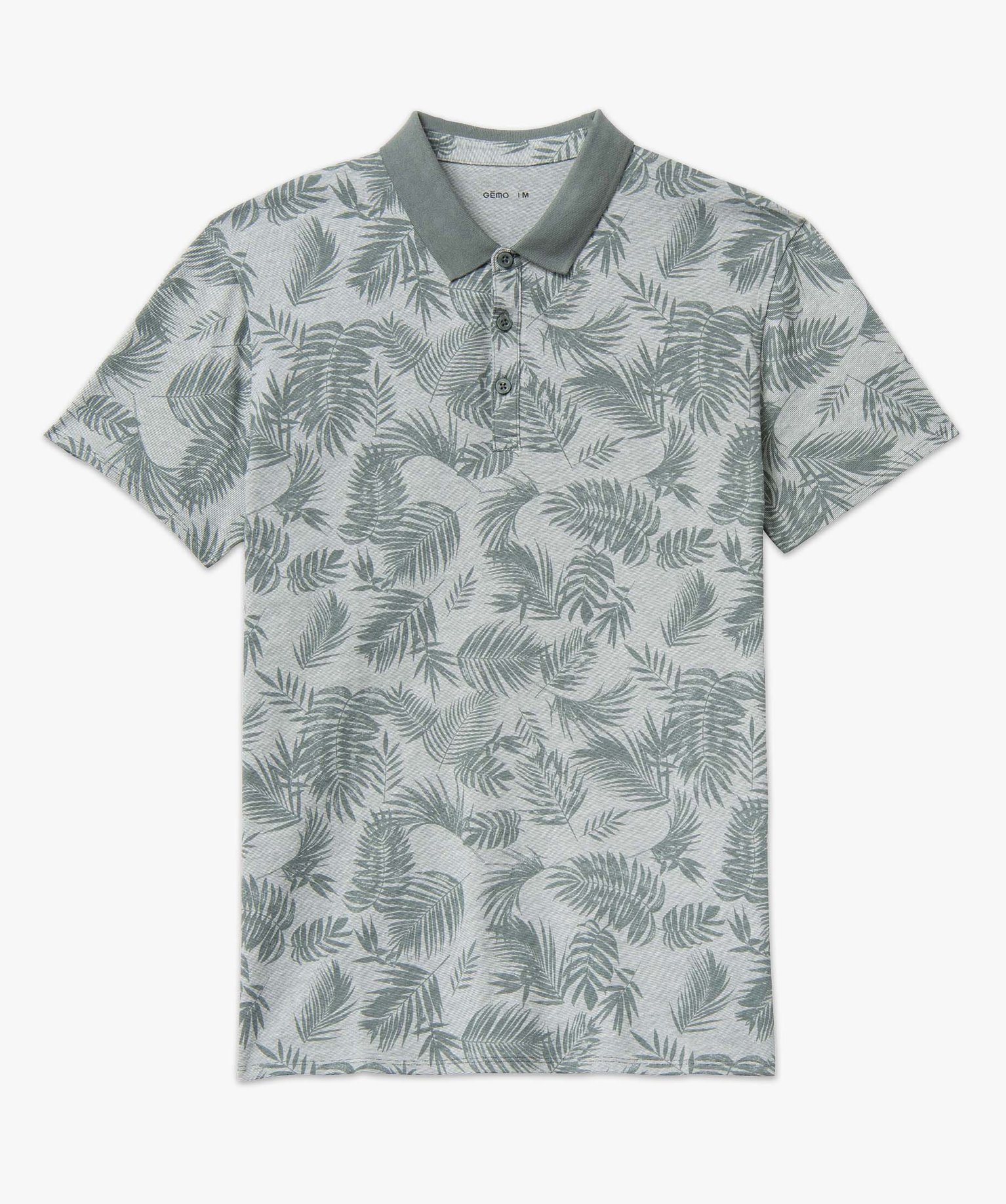 POlo homme à manches courtes et imprimé feuillages vert | GEMO