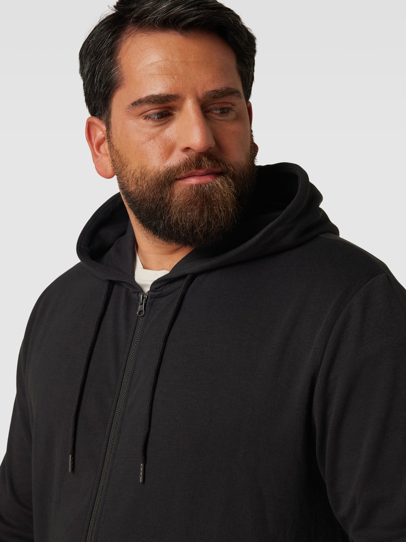 PLUS SIZE Sweatjacke mit Kapuze Modell 'BASIC' in schwarz