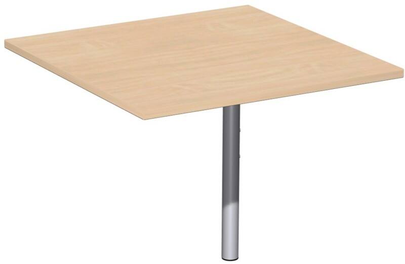 4 Fuß Flex Verkettungsplatte Volleck 90° mit Stützfuß, mit Kabelführung, inkl. Verkettungsmaterial, höhenverstellbar, 800x800x680-800, Ahorn/Silber