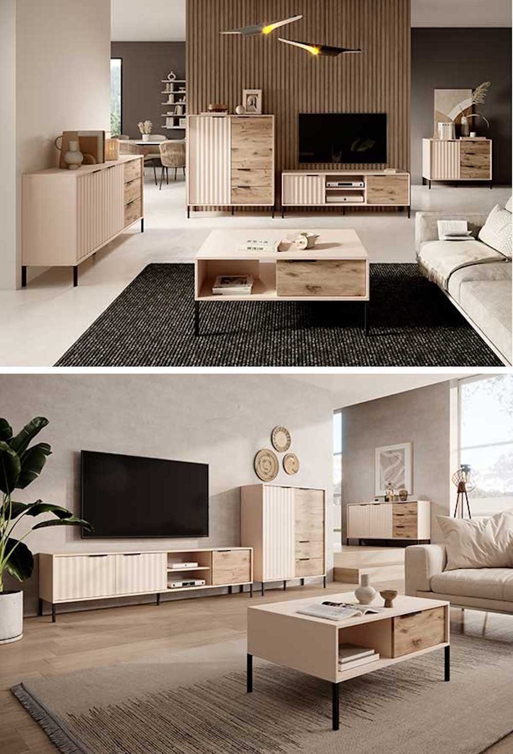 Feldmann-Wohnen Wohnwand Rave, 4-teilig beige Viking Oak