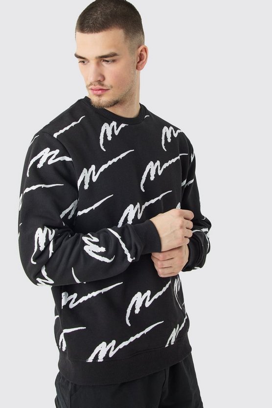 Tall Oversize Man Signature Sweatshirt mit Print