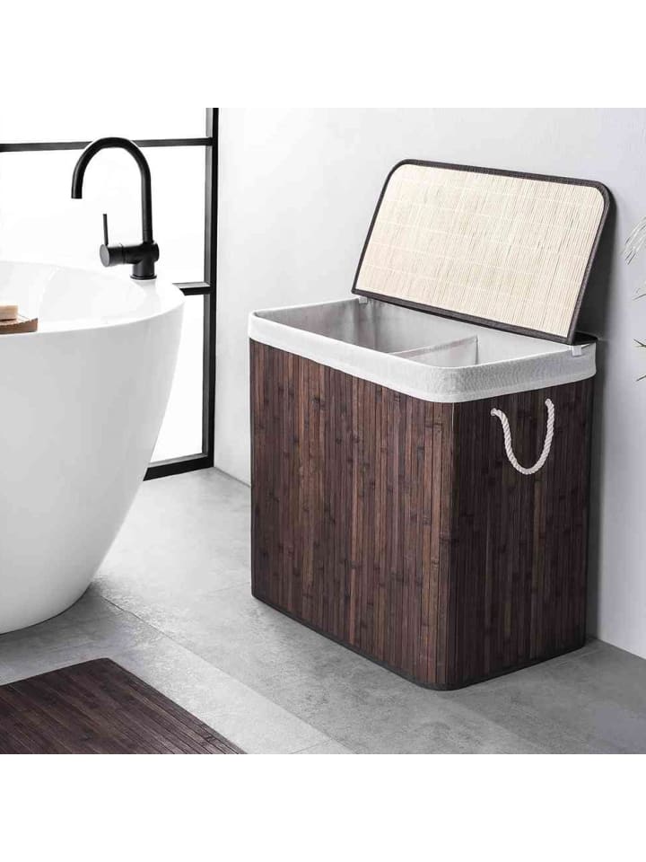 WohnDirect Wäschekorb mit Deckel BAMBOO in Braun günstig kaufen