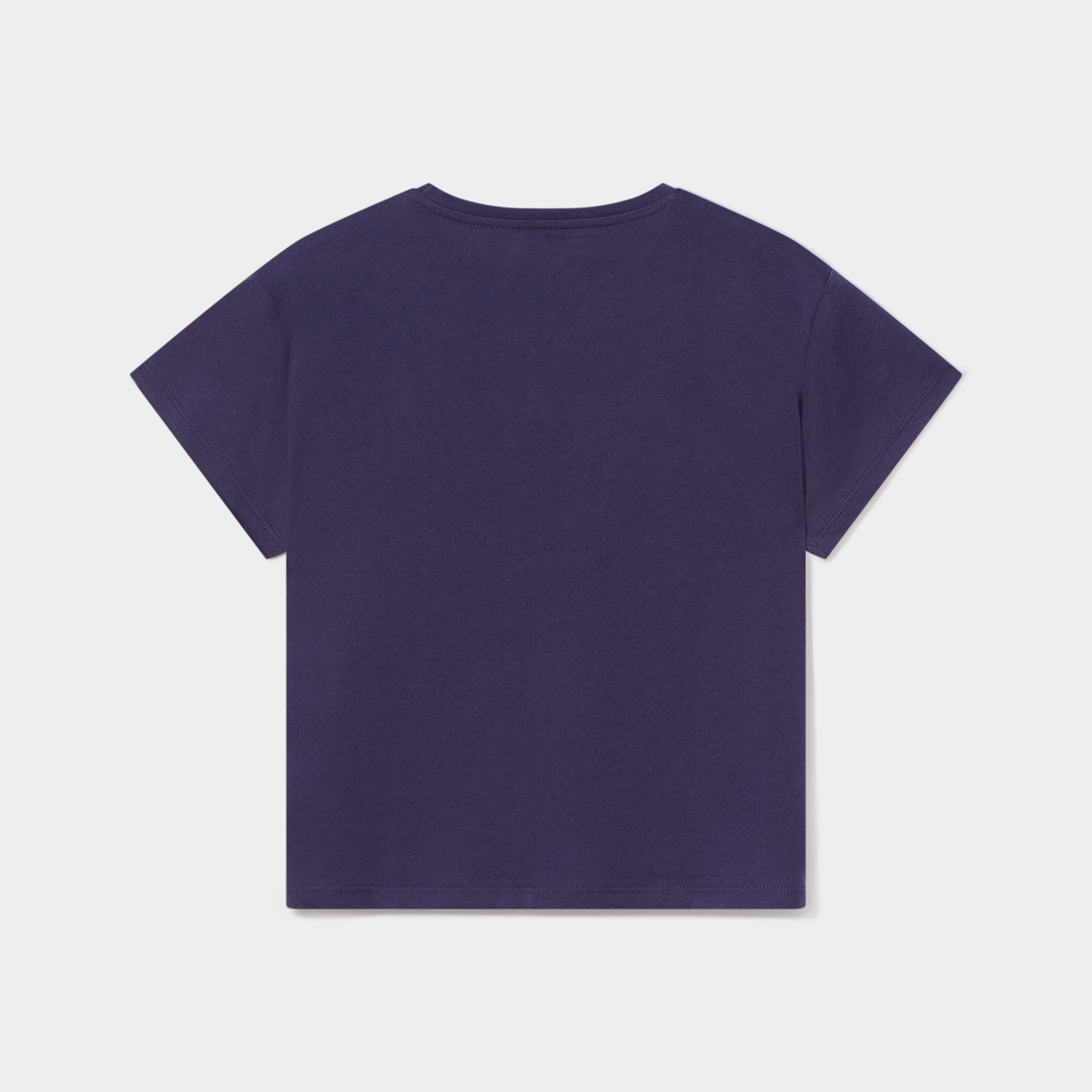 T-shirt droit manches courtes coton bleu marine fille | La Halle