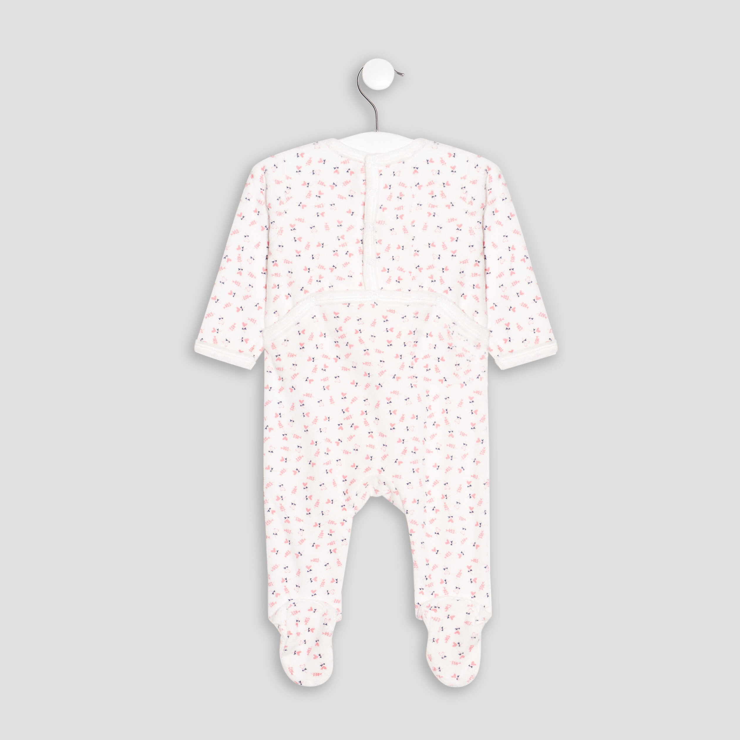 Dors-bien velours manches longues ecru bébé fille | La Halle