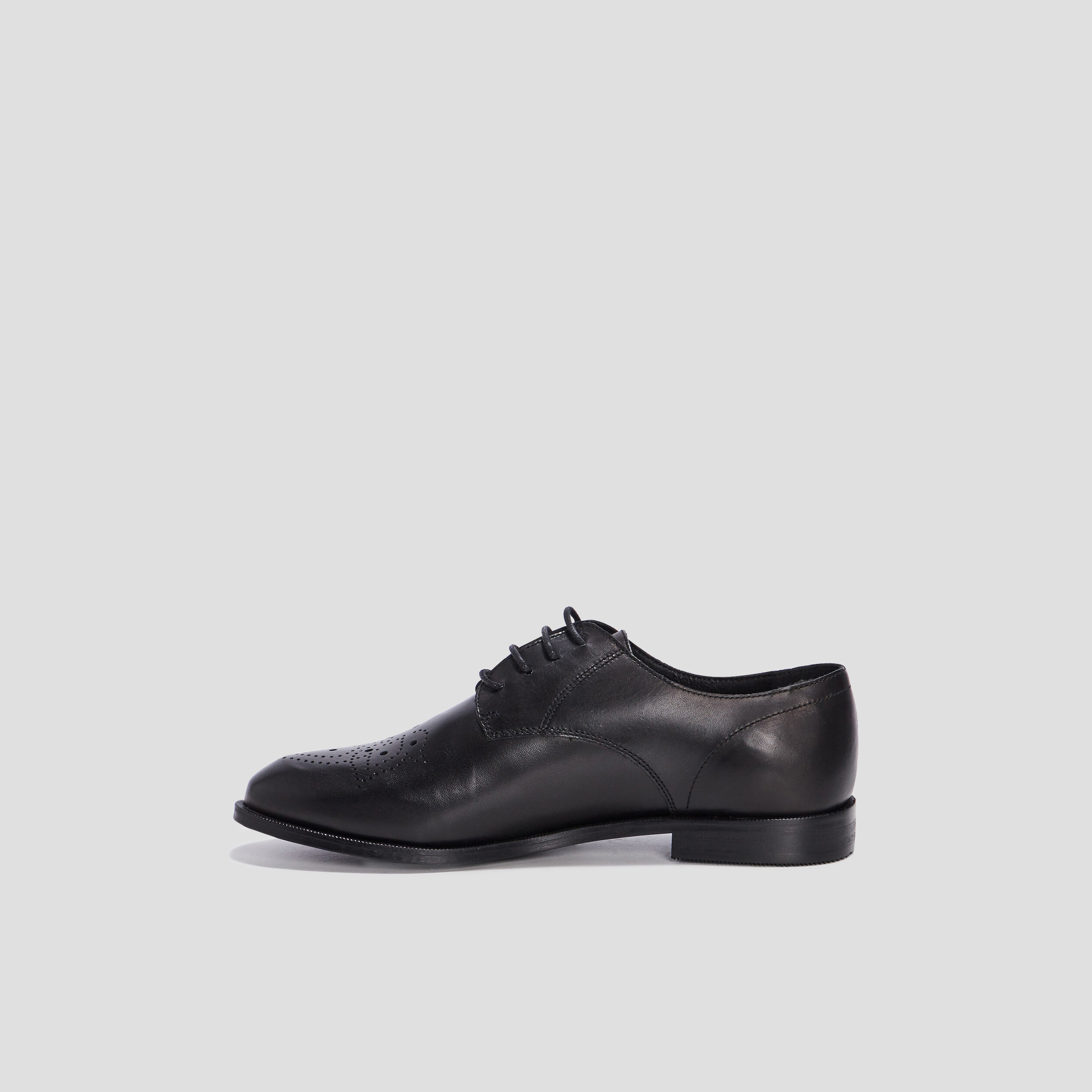 Derbies plates en cuir noir femme | La Halle