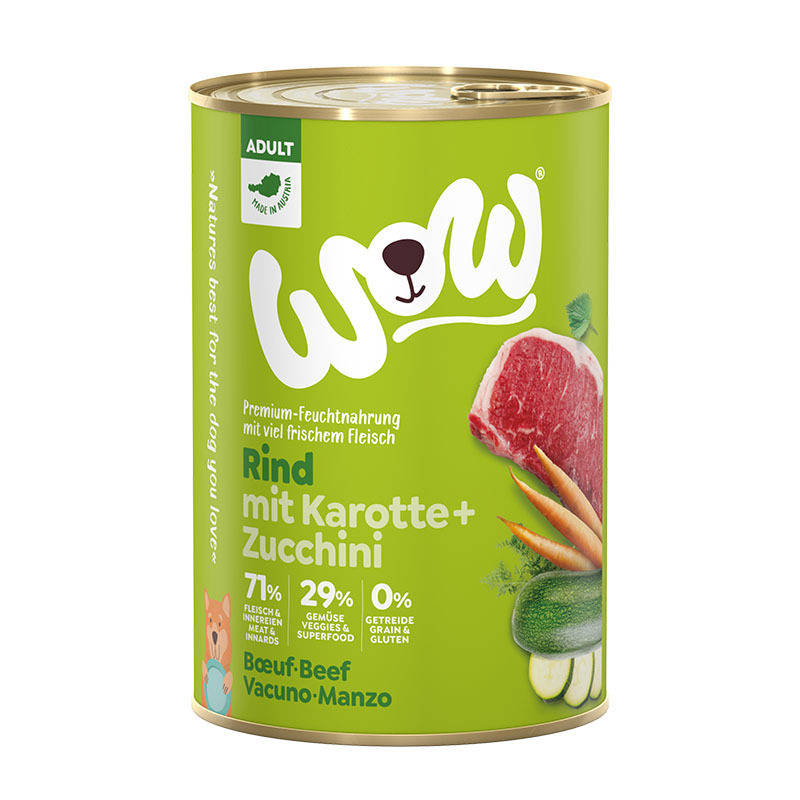 WOW Hundenassfutter WOW Adult 6x400g Rind mit Karotte