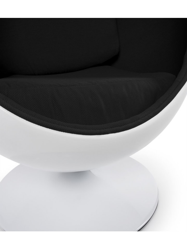 KADIMA DESIGN Wohnzimmer Eiersessel COCOON aus Glasfaser | Retro Design in Weiß-Schwarz günstig kaufen onesize