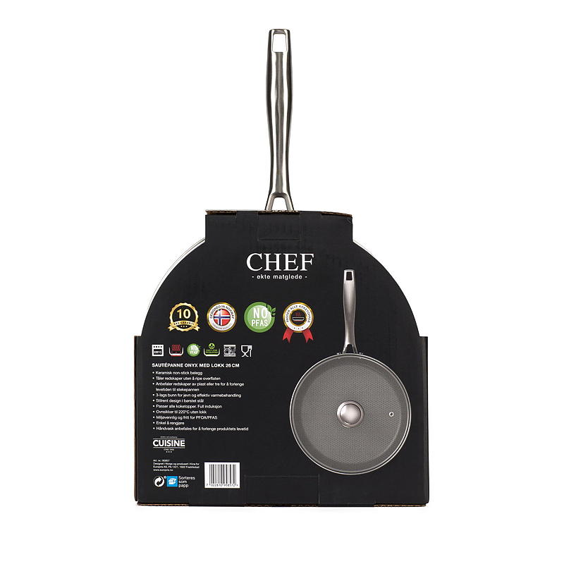 Cuisine Chef Sautepanne ø 26 cm m/lokk Onyx keramisk Cuisine