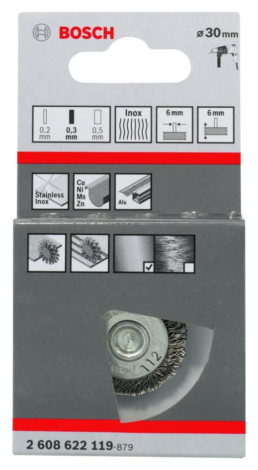 Bosch plavi pribor 2608622119 Disk četka 30 mm valovita 6 mm prihvat Nerđajući čelik