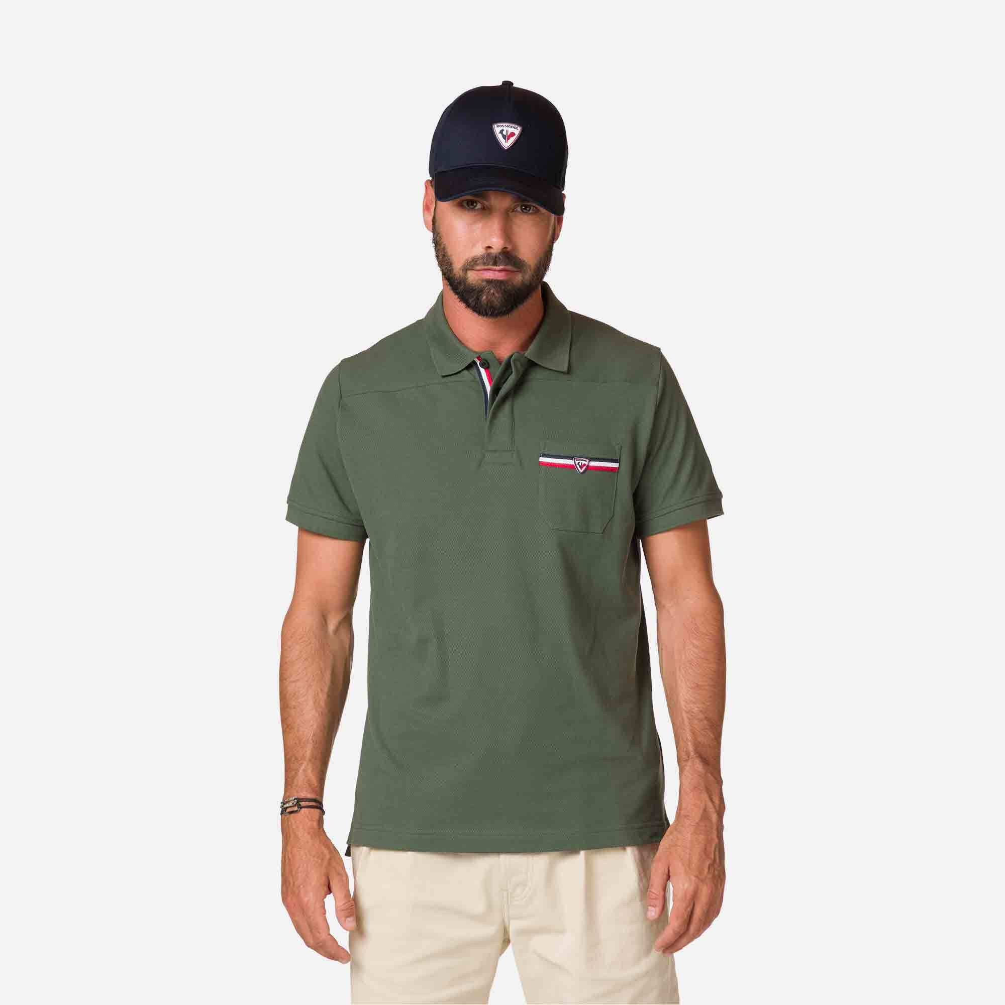 Polo logo à poche homme