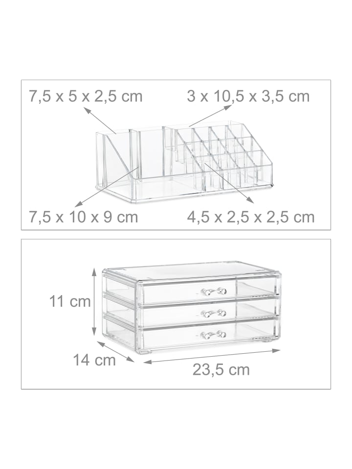 relaxdays Makeup Organizer in Transparent günstig kaufen onesize