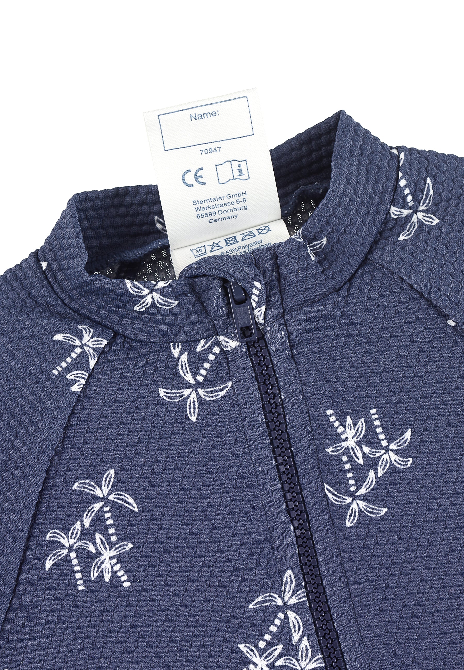 Schwimmshirt bedruckt mit Palmen in blau