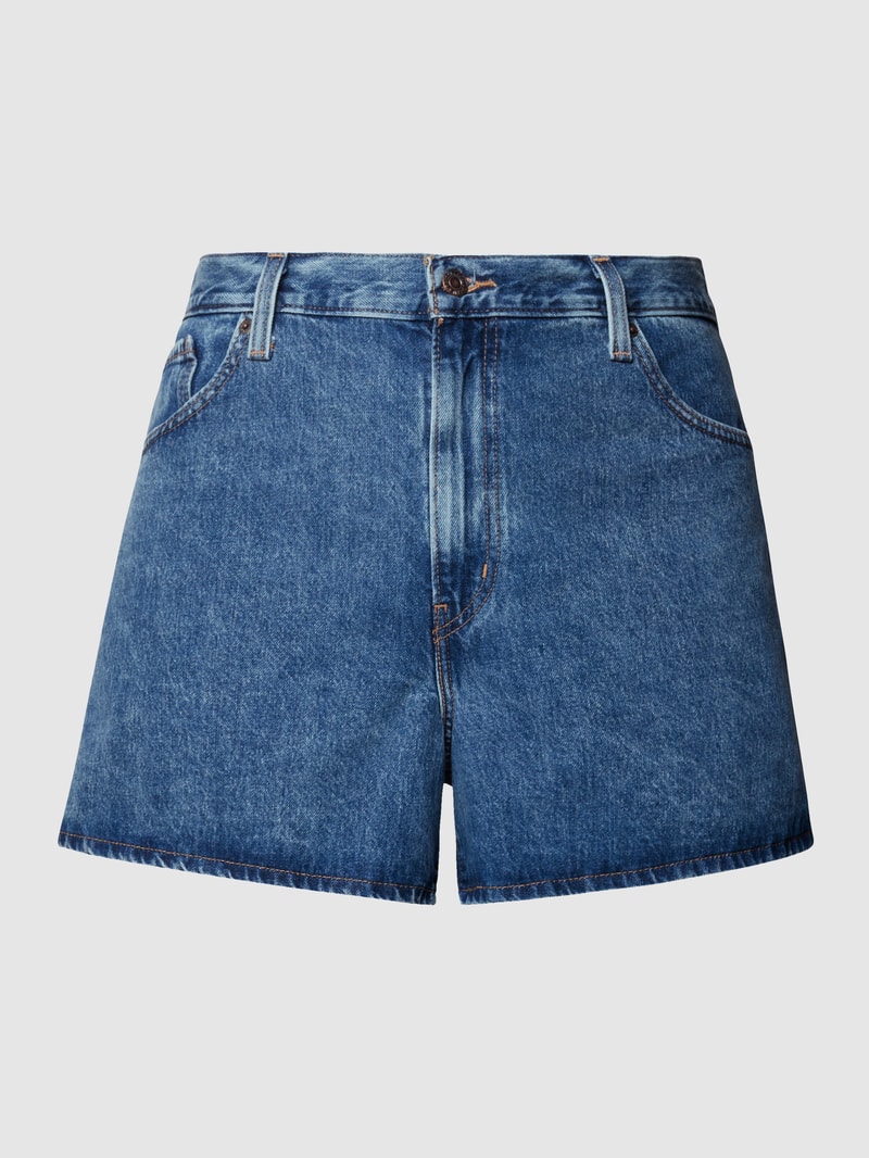 PLUS SIZE High Waist Jeansshorts mit Label-Patch in hellblau