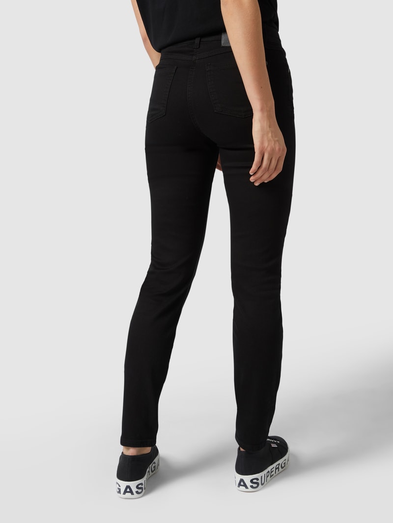 Slim Fit Stretchhose mit Bügelfalten in schwarz