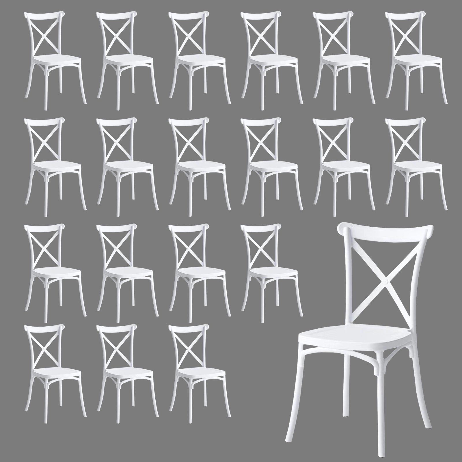HTI-Living Stapelstuhl Stuhl Bryne Weiß 20 er Set (Set, 20 St), Stapelstuhl Bistrostuhl Esszimmerstuhl Küchenstuhl Gartenstuhl